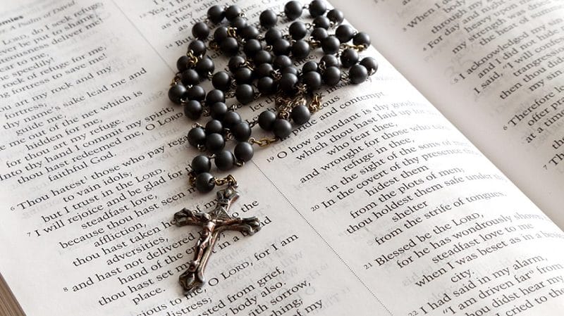 rosary and bible