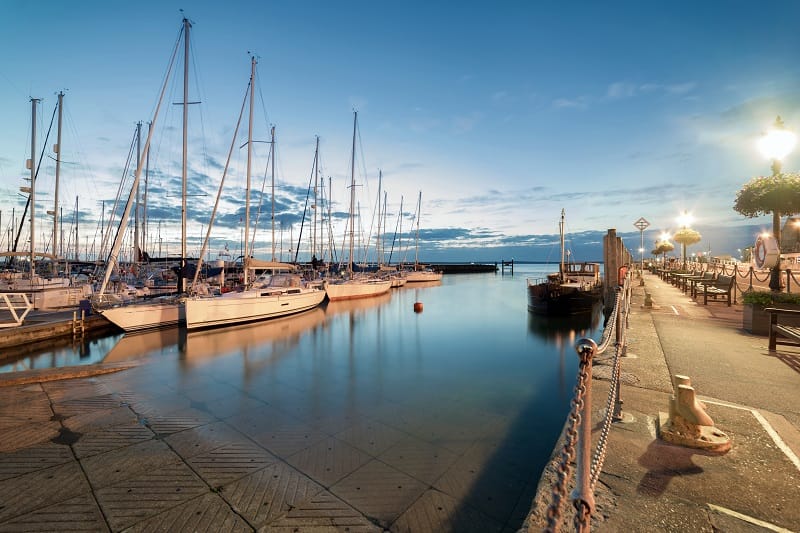 Nightfall at the idyllic tourist and sailing resort of Yarmouth on the Isle of Wight