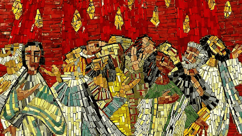 Pentecost abstract mosaic., representing the Pentecost coming down on the apostles.