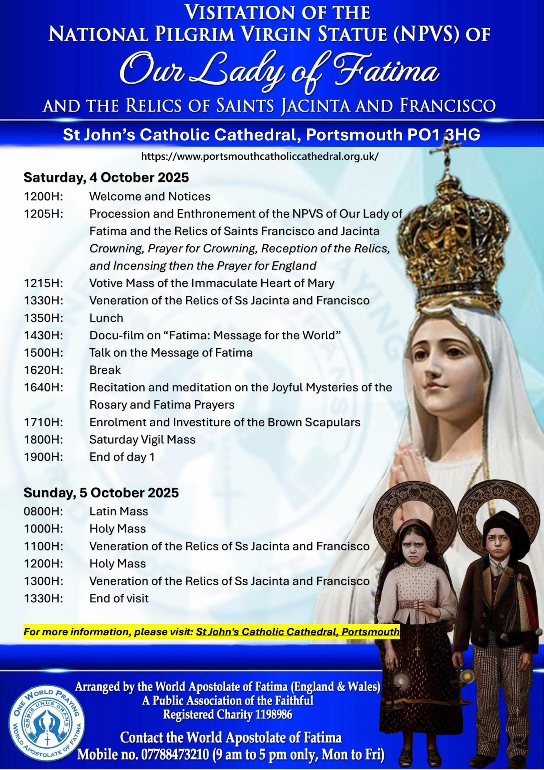 NPVS Visitation Poster St John Catholic Cathedral Portsmouth Oct 2025 + web address