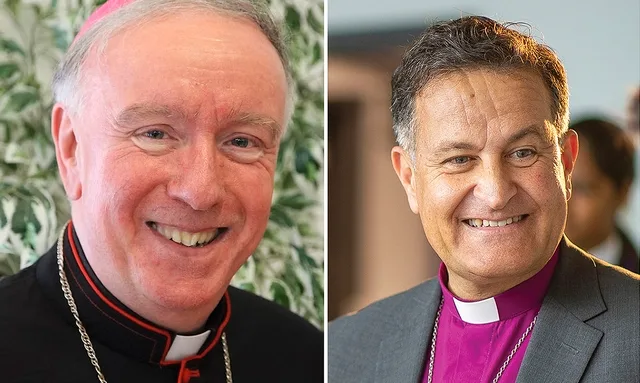 A compilation of a picture with both The Rt Rev Bishop Philip, the Catholic Bishop of Portsmouth, The Rt Rev Jonathan Frost, Church of England Bishop of Portsmouth.