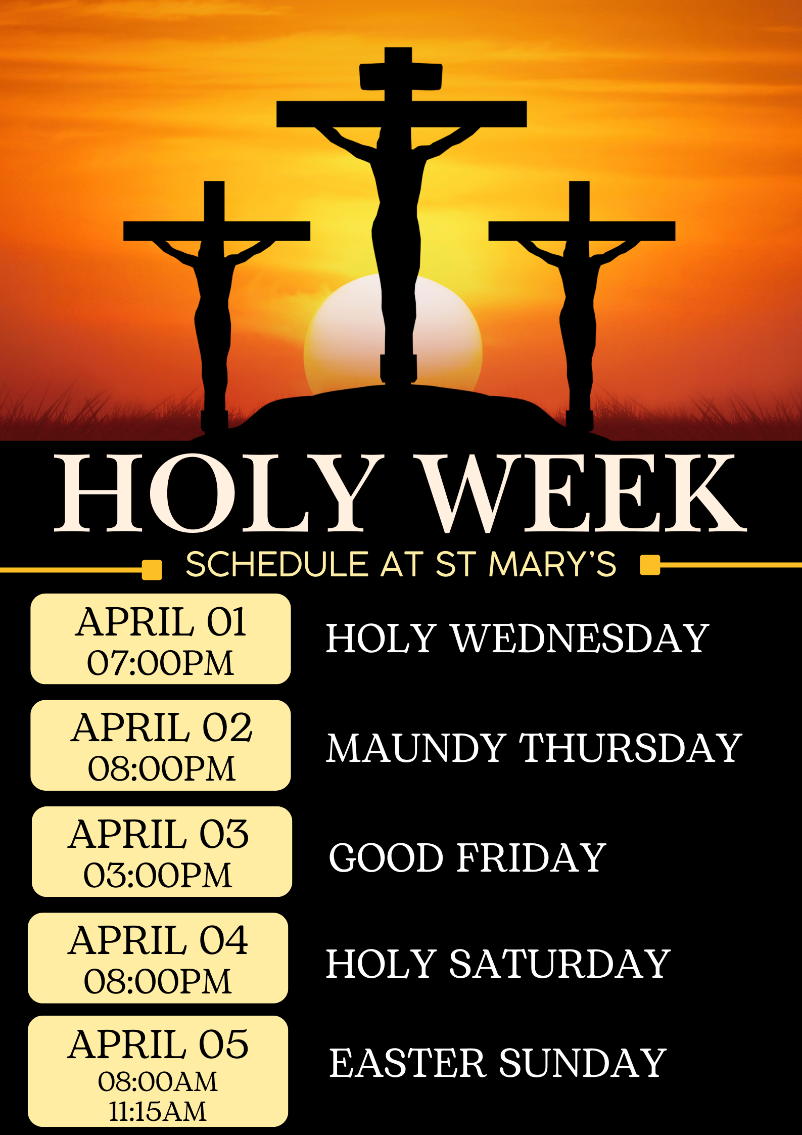 Holy Week Schedule